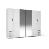 Armoire avec 6 tiroirs et 4 portes - Avec miroir - L270 cm - Blanc - ARVOLIA
