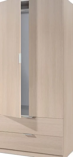 Armoire avec 2 tiroirs imitation chêne - 180 x 81 x 52 cm
