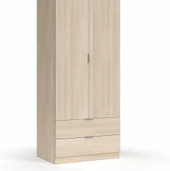 Armoire avec 2 tiroirs imitation chêne - 180 x 81 x 52 cm