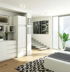 Armoire avec surmeuble AKORD S60 Blanche 60 cm 2 portes 2 tiroirs façade Blanche 3 étagères 60x51x234 cm