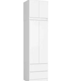 Armoire avec surmeuble AKORD S60 Blanche 60 cm 2 portes 2 tiroirs façade Blanche 3 étagères 60x51x234 cm
