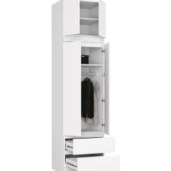 Armoire avec surmeuble AKORD S60 Blanche 60 cm 2 portes 2 tiroirs façade Blanche 3 étagères 60x51x234 cm