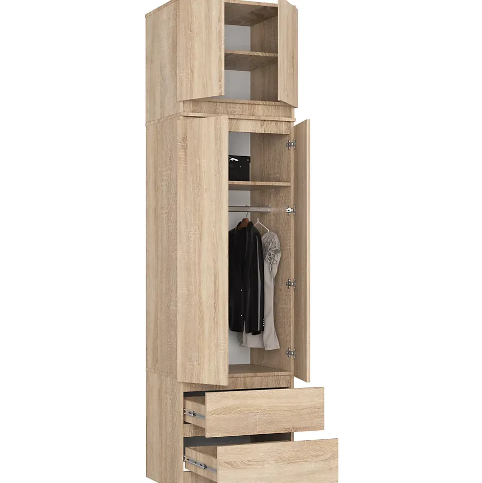 Armoire avec surmeuble AKORD STAR Chêne Sonoma 60 cm 2 portes 2 tiroirs façade Chêne Sonoma 3 étagères 60x51x234 cm