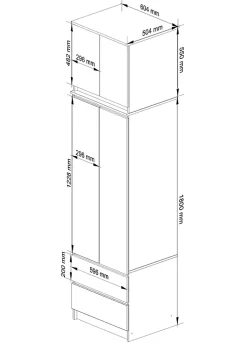 Armoire avec surmeuble AKORD STAR Chêne Sonoma 60 cm 2 portes 2 tiroirs façade Chêne Sonoma 3 étagères 60x51x234 cm