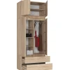 Armoire avec surmeuble AKORD S90 Chêne Sonoma 90 cm 2 portes 2 tiroirs façade Chêne Sonoma 6 étagères 90x51x234 cm