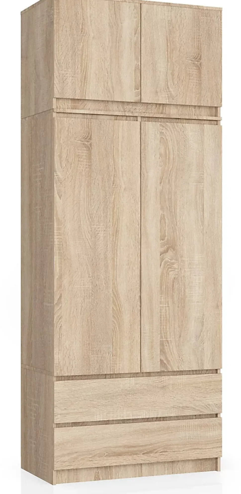 Armoire avec surmeuble AKORD S90 Chêne Sonoma 90 cm 2 portes 2 tiroirs façade Chêne Sonoma 6 étagères 90x51x234 cm