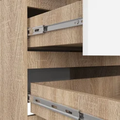 Armoire avec surmeuble AKORD STAR Chêne Sonoma 60 cm 2 portes 2 tiroirs façade Blanche 3 étagères 60x51x234 cm