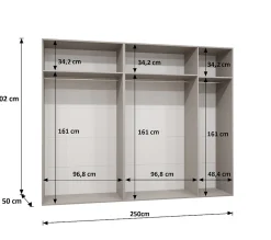 Armoire Bari 1 a portes battantes H. 202 x L.250 x P. 52, 5 portes