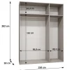 Armoire Bari 2 a portes battantes H. 202 x L.150 x P. 52, 3 portes