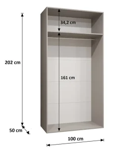 Armoire Bari 1 a portes battantes H. 202 x L.100 x P. 52, 2 portes