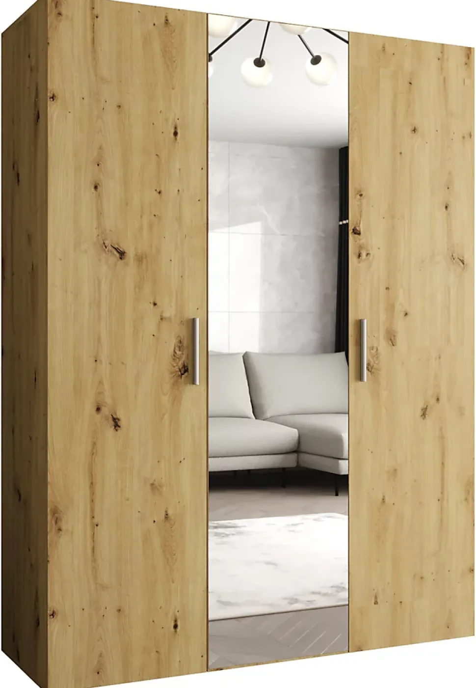 Armoire Bari 2 a portes battantes H. 202 x L.150 x P. 52, 3 portes