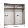 Armoire Bari 1 a portes battantes H. 202 x L.200 x P. 52, 4 portes