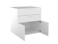 Armoire basse blanche 2 portes et 2 tiroirs GoodHome Atomia H. 75 x L. 75 x P. 58 cm