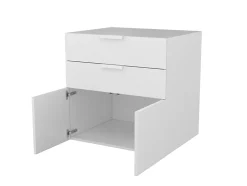 Armoire basse blanche 2 portes et 2 tiroirs GoodHome Atomia H. 75 x L. 75 x P. 58 cm