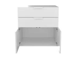 Armoire basse blanche 2 portes et 2 tiroirs GoodHome Atomia H. 75 x L. 75 x P. 58 cm