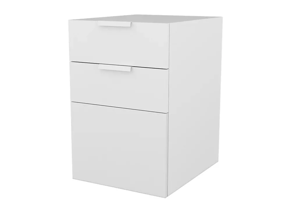 Armoire basse blanche porte et 2 tiroirs GoodHome Atomia H. 75 x L. 50 x P. 58 cm