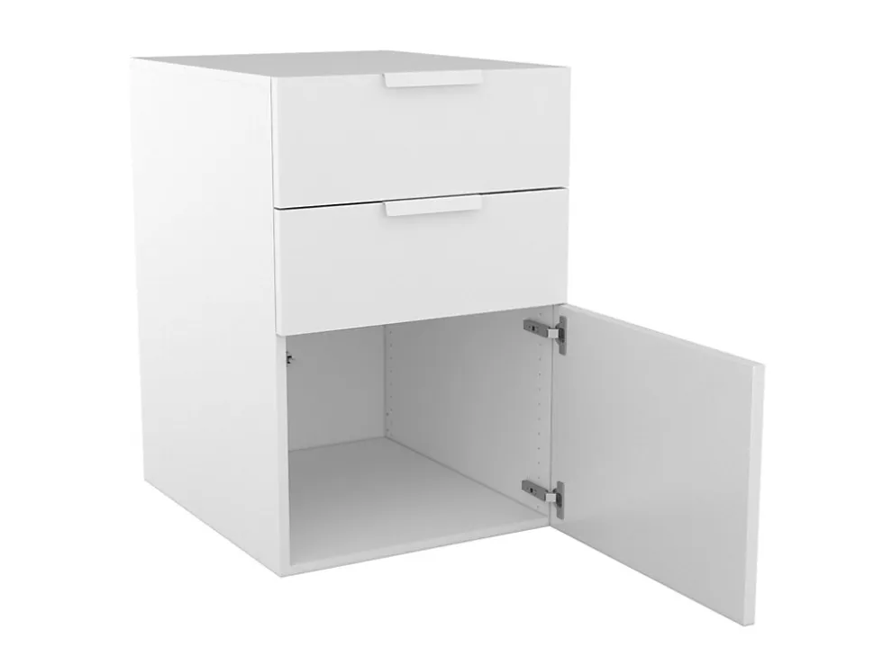 Armoire basse blanche porte et 2 tiroirs GoodHome Atomia H. 75 x L. 50 x P. 58 cm