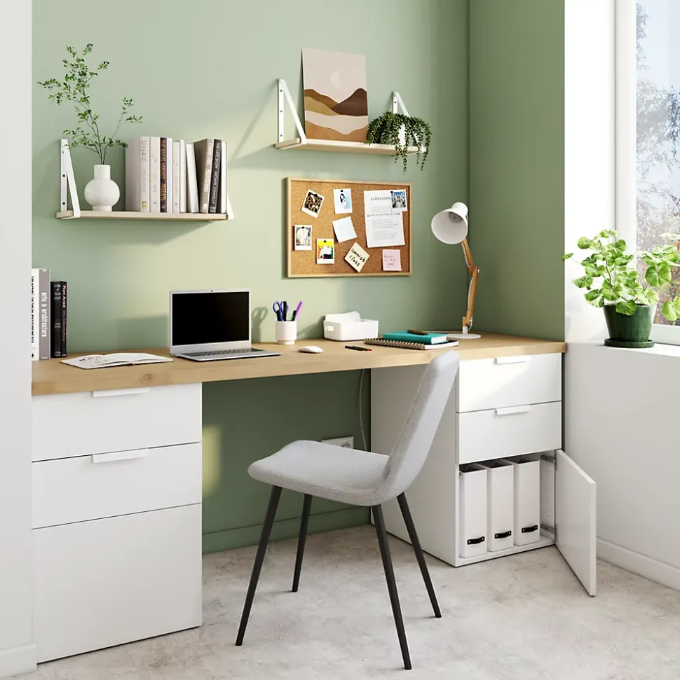 Armoire basse blanche porte et 2 tiroirs GoodHome Atomia H. 75 x L. 50 x P. 58 cm
