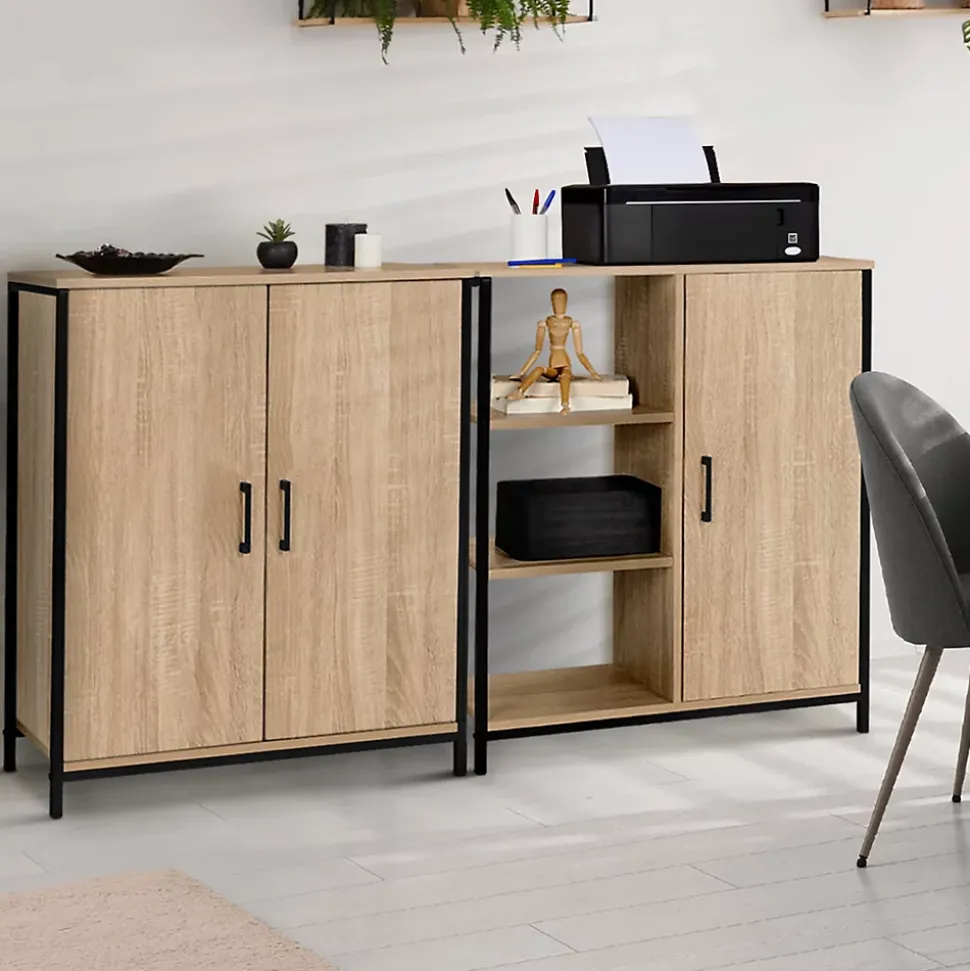 Armoire basse DETROIT 2 portes design industriel