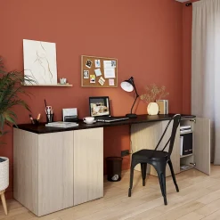 Armoire basse effet chêne 2 portes GoodHome Atomia H. 75 x L. 75 x P. 58 cm