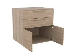 Armoire basse effet chêne 2 portes et 2 tiroirs GoodHome Atomia H. 75 x L. 75 x P. 58 cm