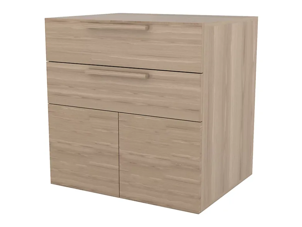 Armoire basse effet chêne 2 portes et 2 tiroirs GoodHome Atomia H. 75 x L. 75 x P. 58 cm