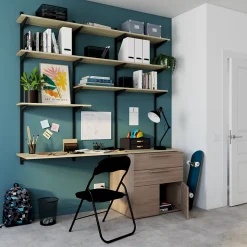 Armoire basse effet chêne 2 portes et 2 tiroirs GoodHome Atomia H. 75 x L. 75 x P. 58 cm