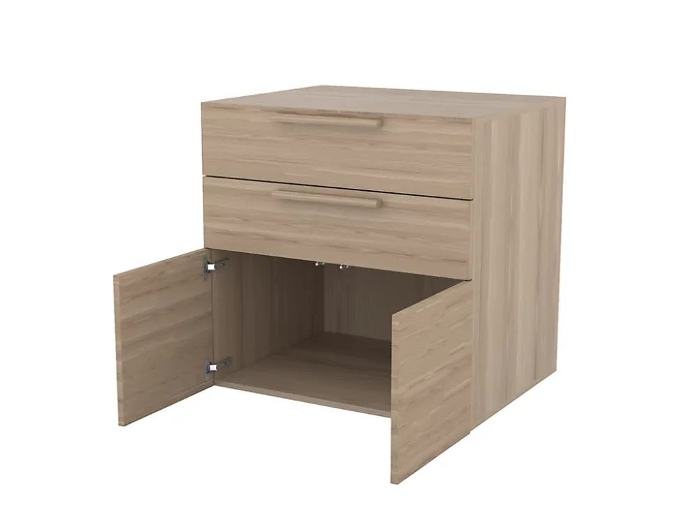 Armoire basse effet chêne 2 portes et 2 tiroirs GoodHome Atomia H. 75 x L. 75 x P. 58 cm