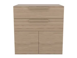 Armoire basse effet chêne 2 portes et 2 tiroirs GoodHome Atomia H. 75 x L. 75 x P. 58 cm