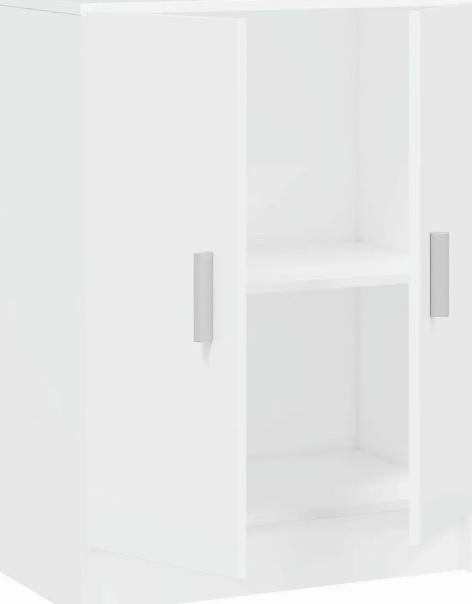 Armoire basse en bois de 2 portes, blanc - Dim : H80 x L59 x P37 cm