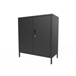 Armoire basse en métal noir GoodHome Rand H. 90 x L. 80 x P. 40 cm