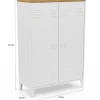 Armoire basse ESTER 2 portes métal blanc et plateau bois design industriel