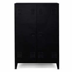 Armoire basse ESTER 2 portes métal noir design industriel