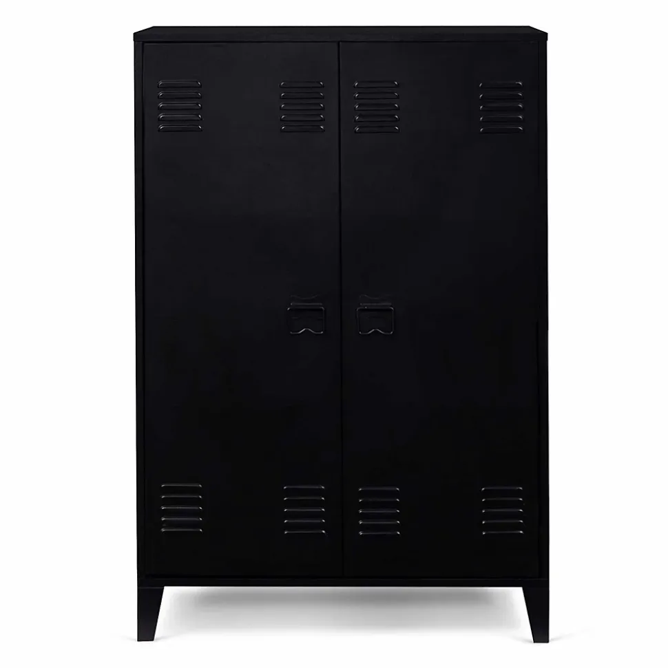 Armoire basse ESTER 2 portes métal noir design industriel