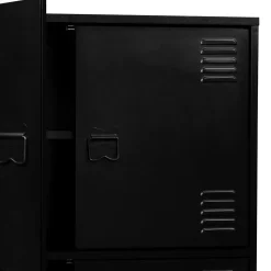Armoire basse ESTER 4 portes métal noir design industriel