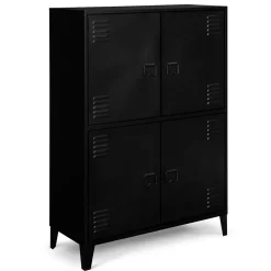 Armoire basse ESTER 4 portes métal noir design industriel