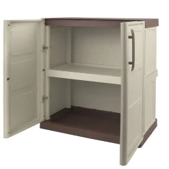 Armoire basse Grise 3 portes 1 étagère 102x37h84 cm