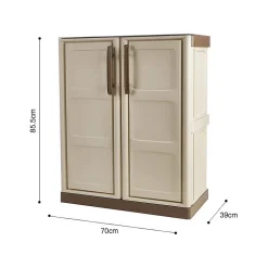 Armoire basse Grise 3 portes 1 étagère 102x37h84 cm