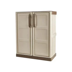 Armoire basse Grise 3 portes 1 étagère 102x37h84 cm