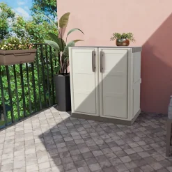 Armoire basse Grise 3 portes 1 étagère 102x37h84 cm