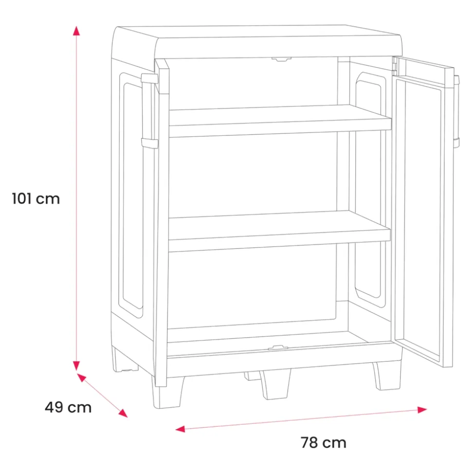 Armoire basse plastique 2 tablettes Major L.49 x H.101 x P.78 cm