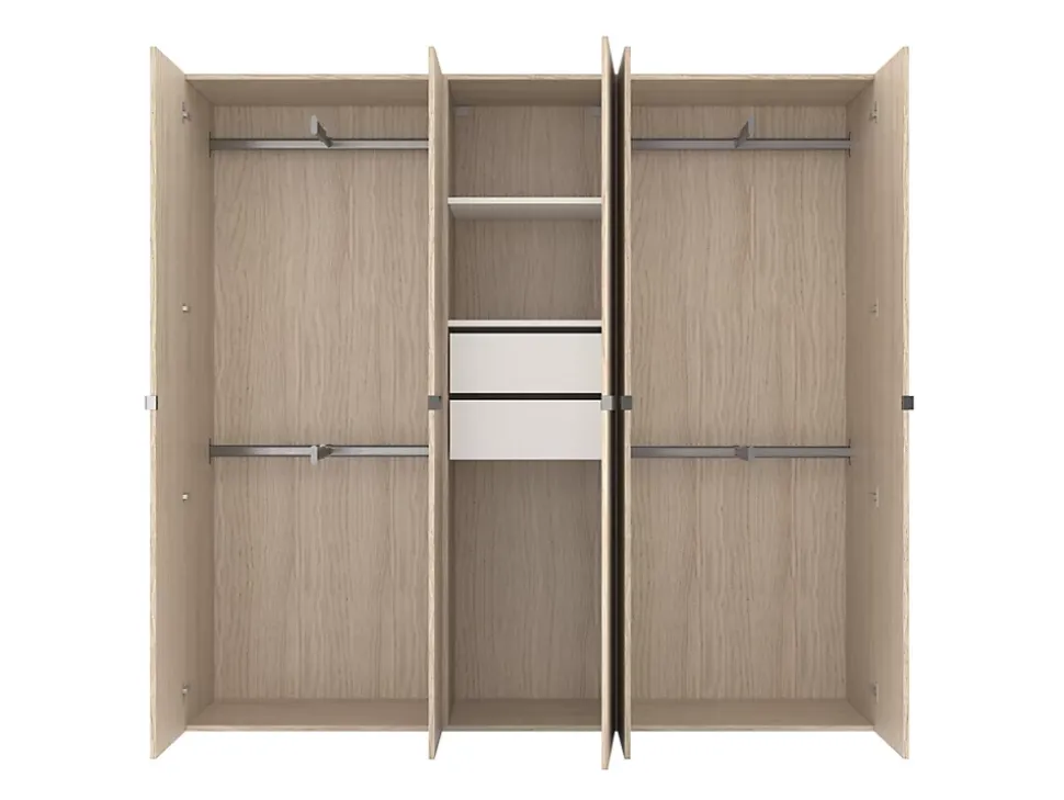 Armoire bicolore 4 penderies et 2 tiroirs GoodHome Atomia H. 187,5 x L. 200 x P. 45 cm