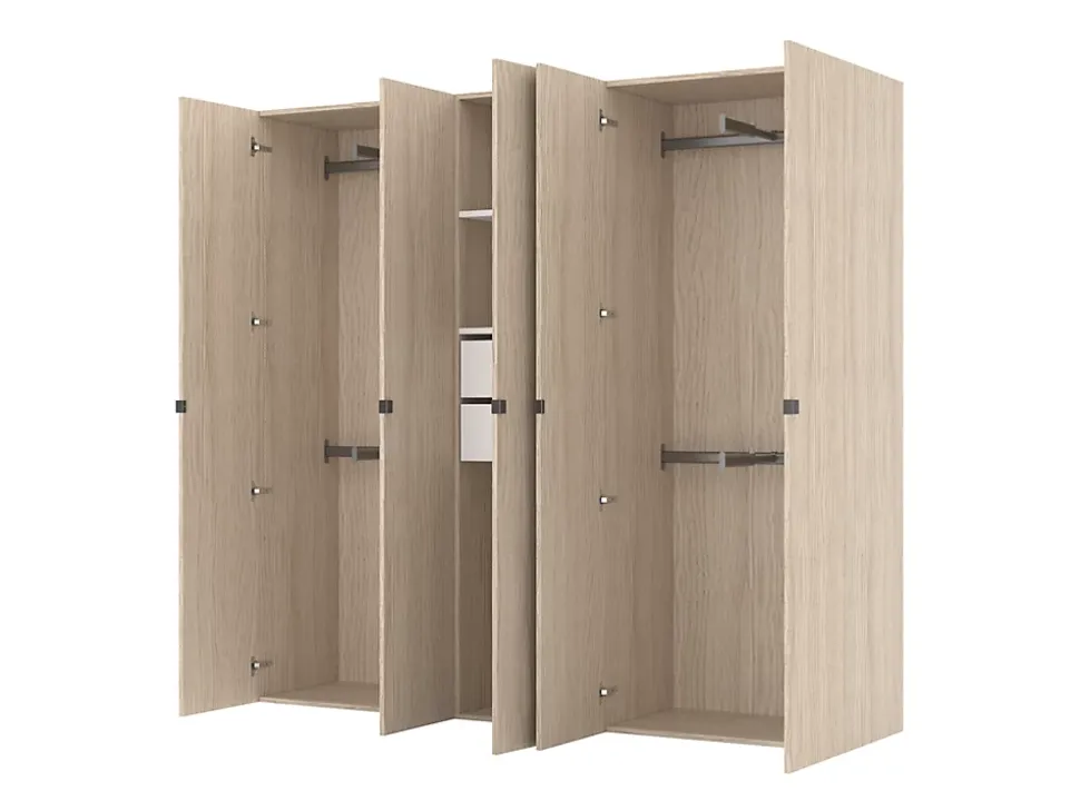 Armoire bicolore 4 penderies et 2 tiroirs GoodHome Atomia H. 187,5 x L. 200 x P. 45 cm