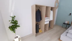 Armoire bicolore 4 penderies et 2 tiroirs GoodHome Atomia H. 187,5 x L. 200 x P. 45 cm