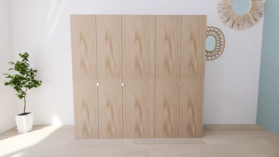 Armoire bicolore 4 penderies et 2 tiroirs GoodHome Atomia H. 187,5 x L. 200 x P. 45 cm