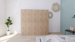 Armoire bicolore 4 penderies et 2 tiroirs GoodHome Atomia H. 187,5 x L. 200 x P. 45 cm