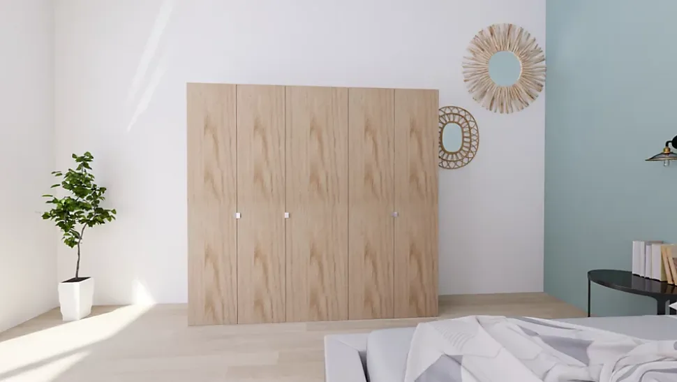 Armoire bicolore 4 penderies et 2 tiroirs GoodHome Atomia H. 187,5 x L. 200 x P. 45 cm