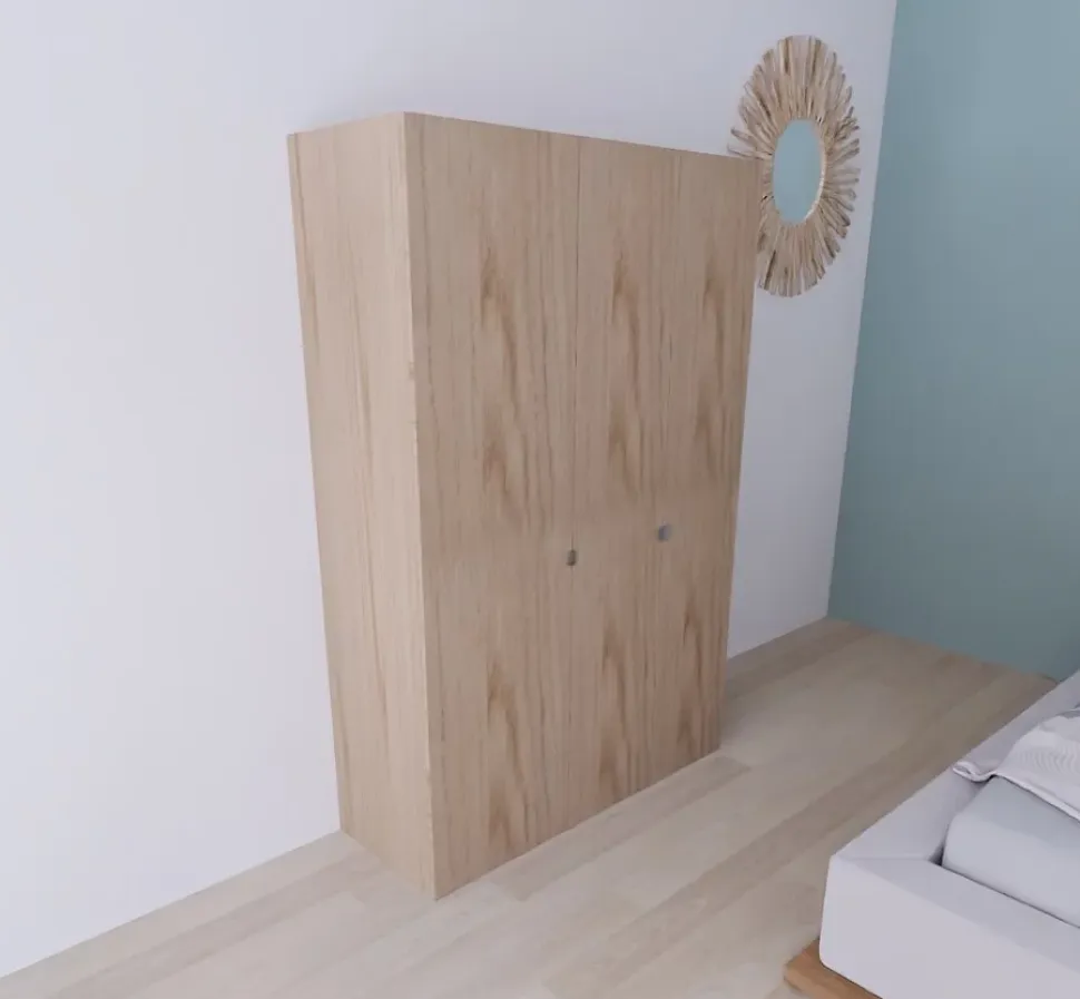 Armoire bicolore double penderie 2 tiroirs GoodHome Atomia H. 187,5 x L. 125 x P. 45 cm