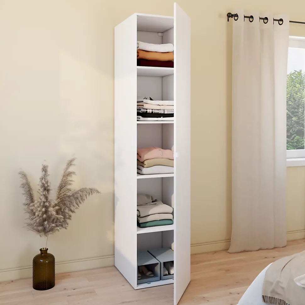 Armoire blanche avec 4 tablettes GoodHome Atomia H. 225 x L. 50 x P. 58 cm