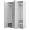 Armoire blanche avec miroir double penderie et 2 paniers GoodHome Atomia H. 225 x L. 150 x P. 58 cm